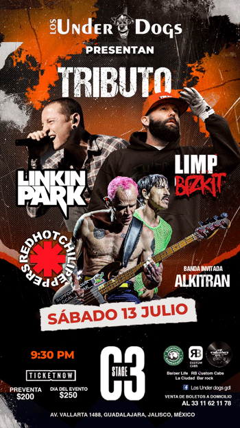 TRIBUTO A LINKIN PARK, LIMP BIZKIT & RED HOT CHILLI PEPPERS 2024